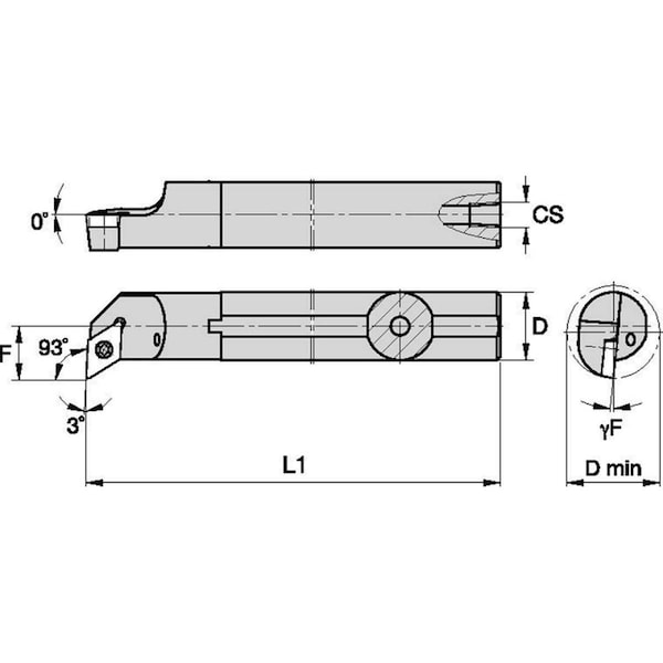 Indexable Boring Bar, A32TSDUCR15, 300.00mm L, High Speed Steel, 55 Degrees  Diamond Insert Shape