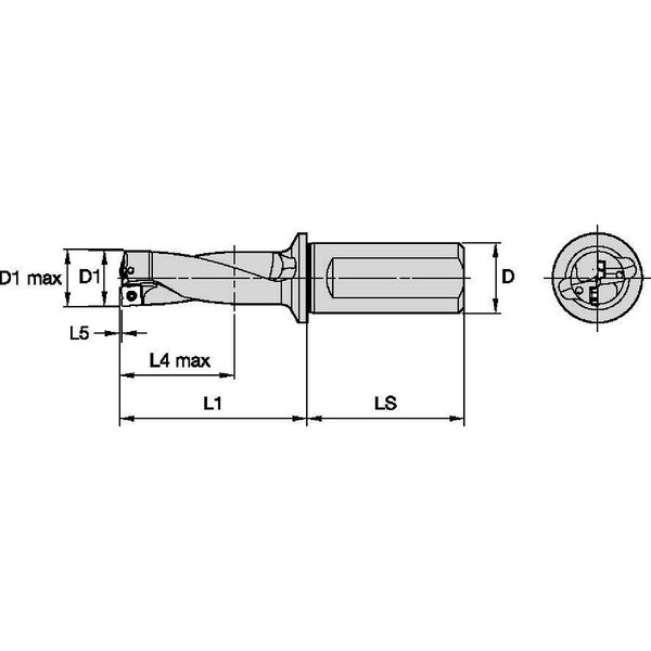 Indexable Insert Drill, 1, TCF, Flute Length: 75.90mm