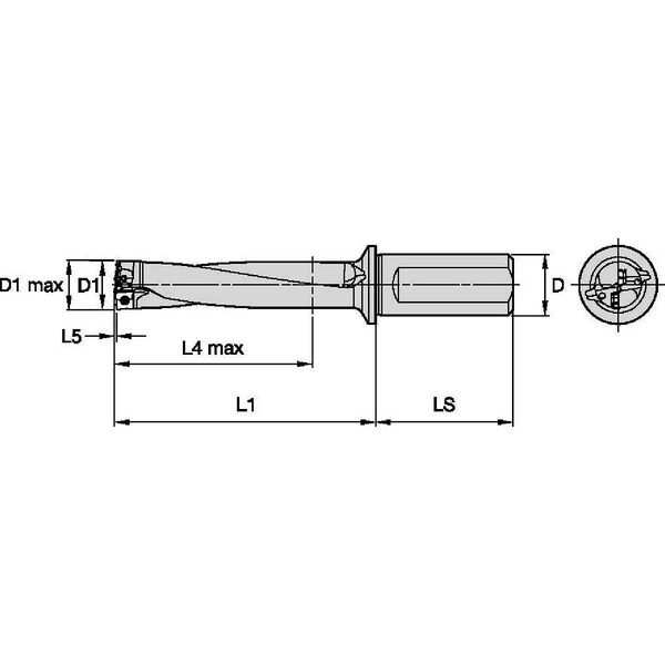Indexable Insert Drill, 25.00mm, TCF, Flute Length: 89.90mm