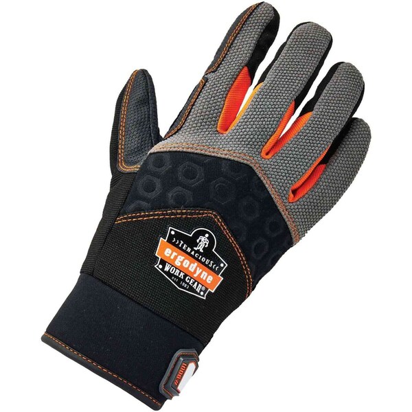 Mechanics Impact Gloves, M, Black, Padded, Breathable Spandex