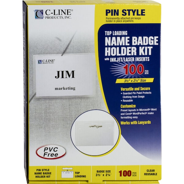 Name Badge,Pin,Insert,3.5 X 2-1/4,PK100