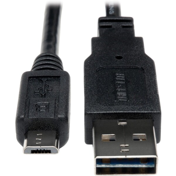 USB Reversible 2.0 Cable,5 Pin,Micro,1ft