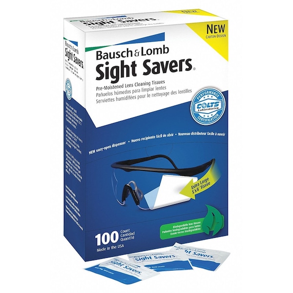 Pre-Moistened Lens Cleaning Tissues, Sight Savers, Anti-Static, Individually Wrapped, 100 Per Pack