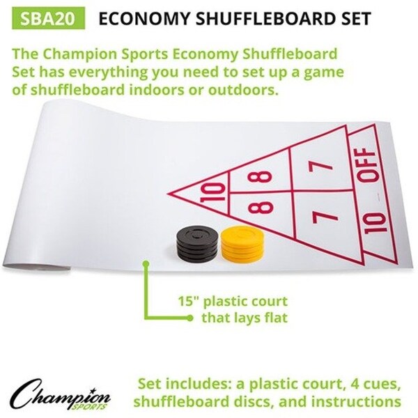 Economy Shuffleboard Set,Ct,Cues Discs