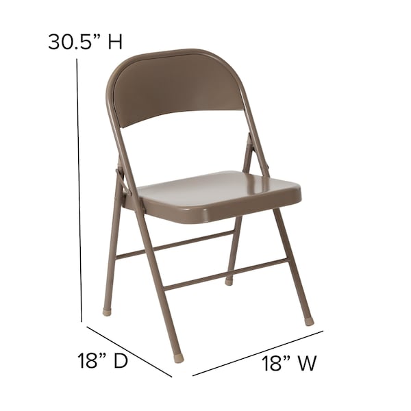 HERCULES Series Double Braced Beige Metal Folding Chair