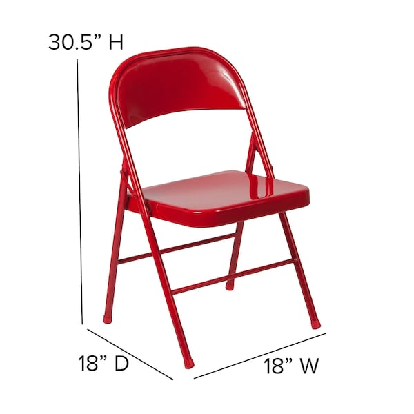 HERCULES Series Double Braced Red Metal Folding Chair