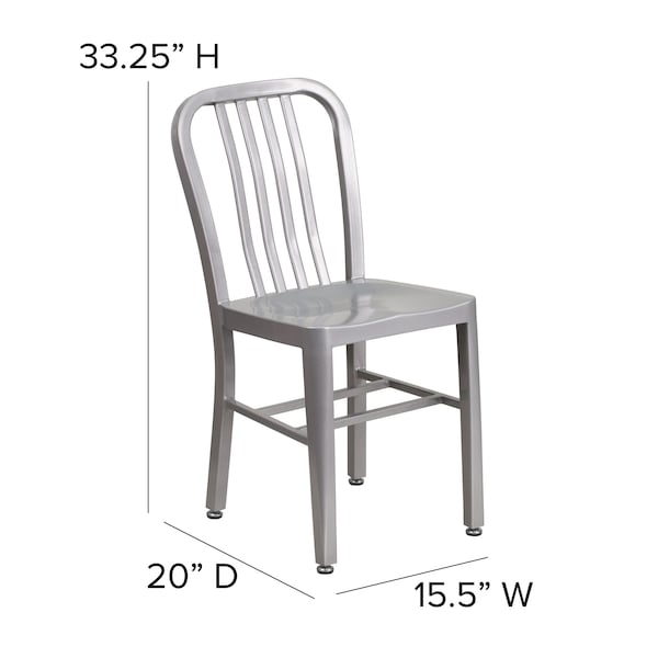 Gael Commercial Grade 2 Pack Silver Metal Indoor-Outdoor Chair