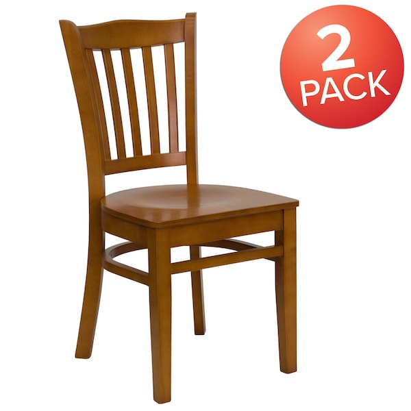 HERCULES Series Vertical Slat Back Cherry Wood Restaurant Chair