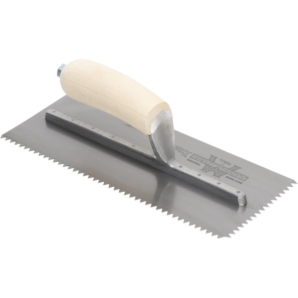 Notched Trowel,Wood Handle,1/4 X 1/4