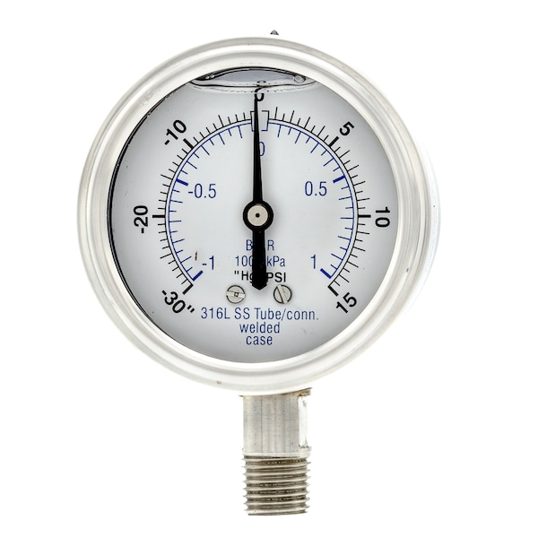 Gauge,2.5,30/0/15psi,1/4Low Mt,SS