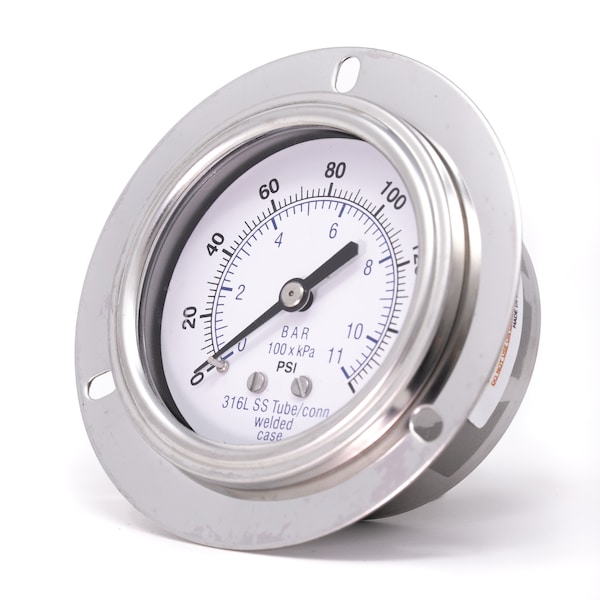 Gauge,2.5,0/160psi,1/4CBM,SS,FrntFlg