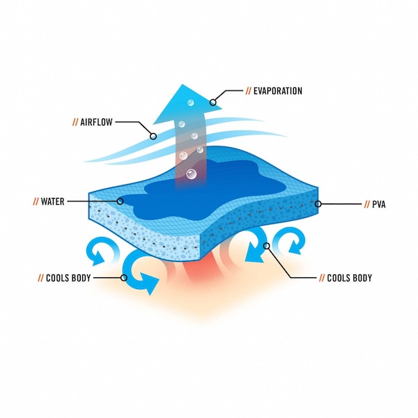 Chill-Its Evaporative Cooling Band, Long Lasting Cooling Relief, PVA, 29-1/2 In X 4 In, Blue