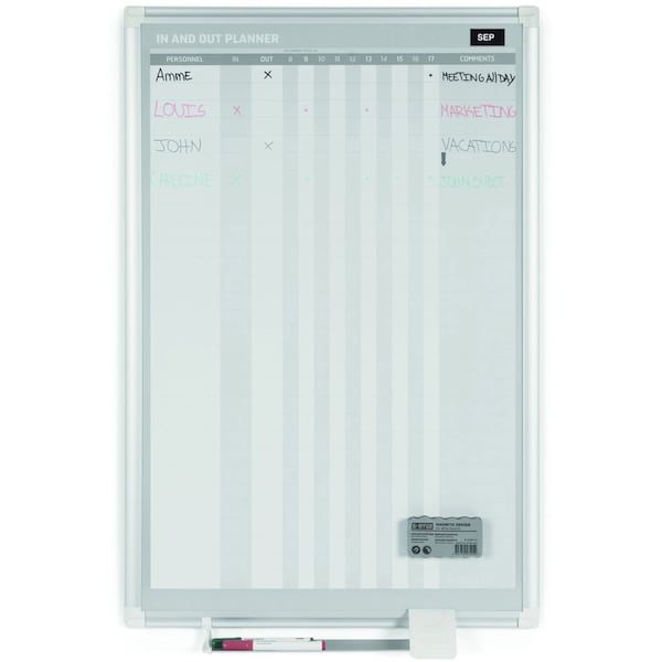 36x24 Magnetic Steel In/Out Dry Erase Board, Gray Frame