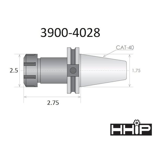 ER-40 CAT40 V-Flange Collet Chuck With 2.75 Gage Depth