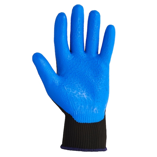 Foam Nitrile Coated Gloves, Palm Coverage, Black/Blue, L, 12PK