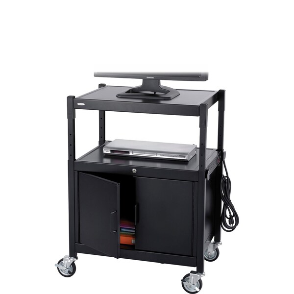 AV Cart,w/Cabinet,Steel,Black