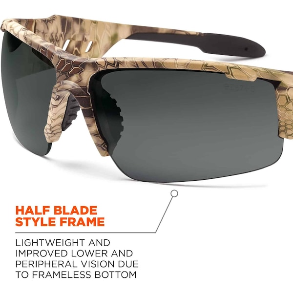 Ballistic Polarized Safety Glasses, Smoke Scratch-Resistant