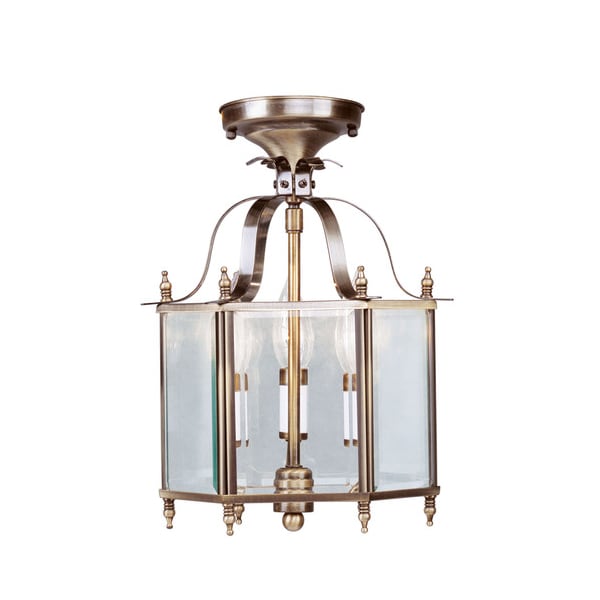 Livingston 3 Light Antique Brass Convertible Pendant/Ceiling Mount