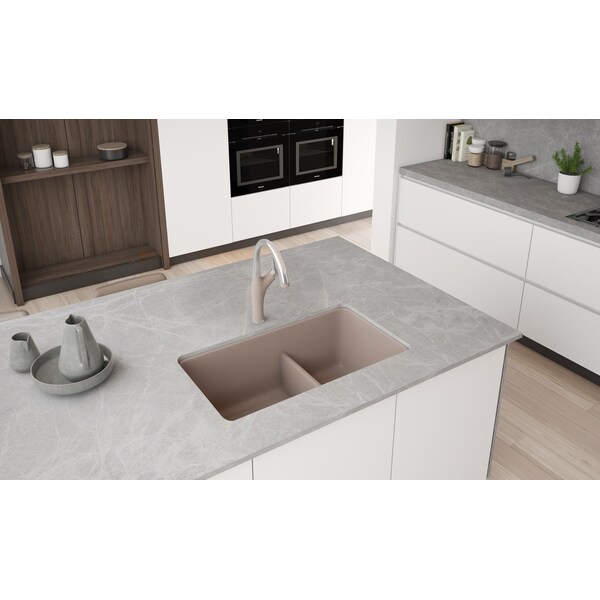 PRECIS UdrMt GraniteComp 33 60/40 2Bowl Kitchen Sink Truffle