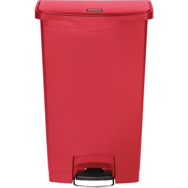 18 Gal Rectangular Trash Can, Red, 19 1/2 In Dia, Step-On, Plastic