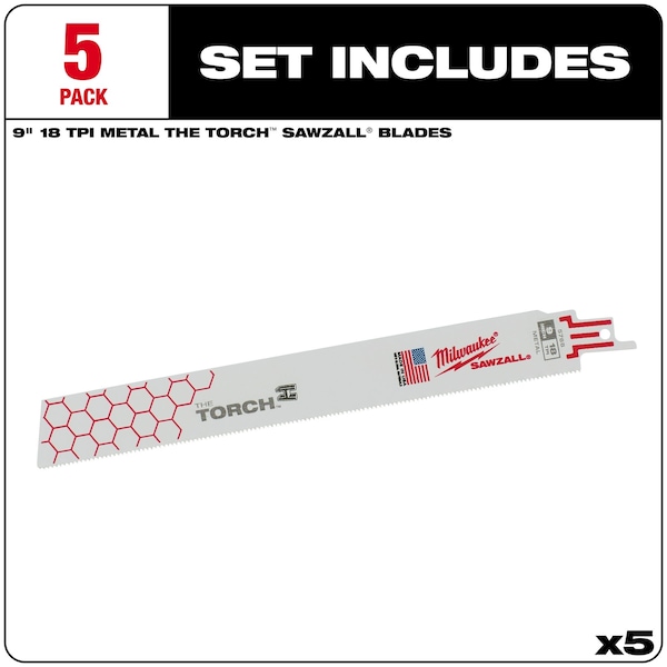 9 18 TPI The Torch SAWZALL Blades (5 Pk)