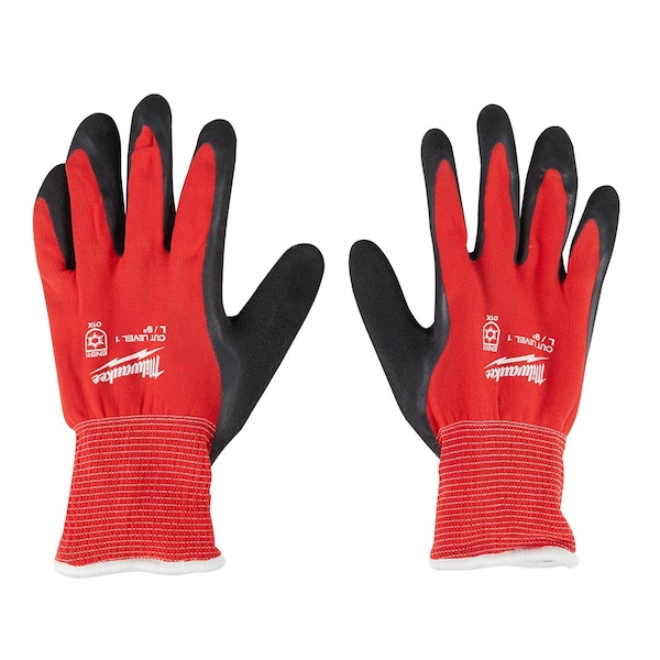 Level 1 Cut Resistant Latex Dipped Insulated Winter Gloves - X-Large (12 Pair)