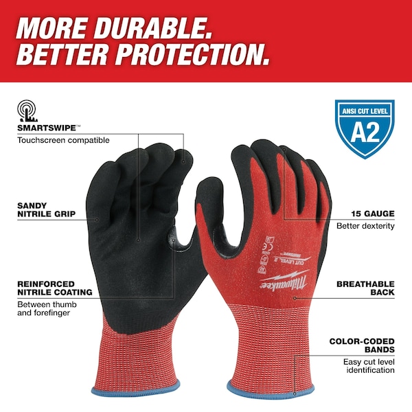 Level 2 Cut Resistant Nitrile Dipped Gloves - Medium