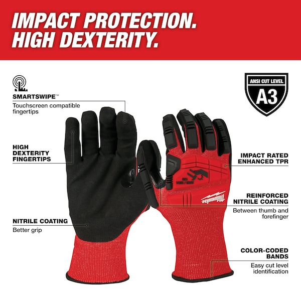 Impact Cut Level 3 Nitrile Dipped Gloves - 2X-Large