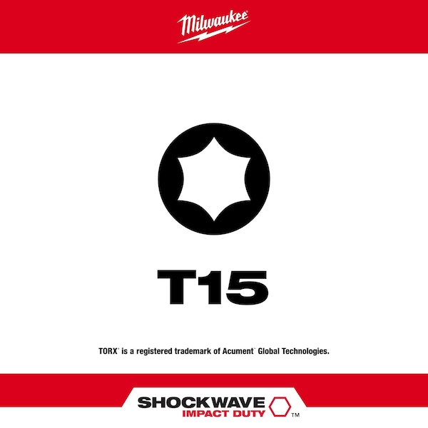 SHOCKWAVE 2 Impact Torx T15 Power Bit