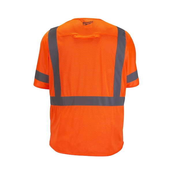 Class 3 High Visibility Orange Safety Vest - 2X-Large/3X-Large