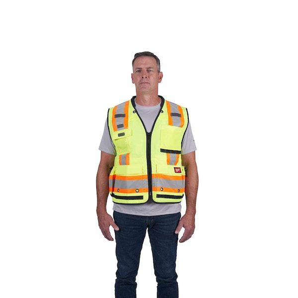 Class 2 Surveyor's High Visibility Yellow Safety Vest - Large/X-Large