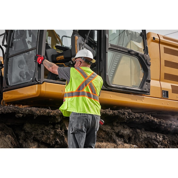 Class 2 CSA Compliant Breakaway High Visibility Orange Mesh Safety Vest - Large/X-Large