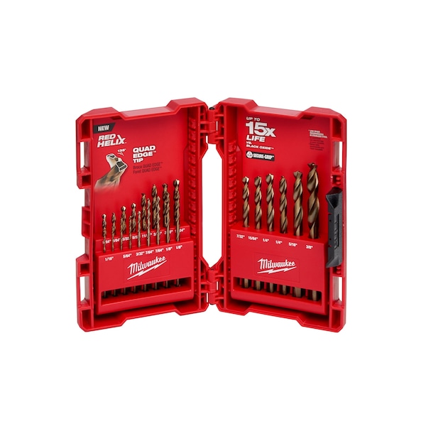 23 Pc RED HELIX Cobalt Drill Bit Set