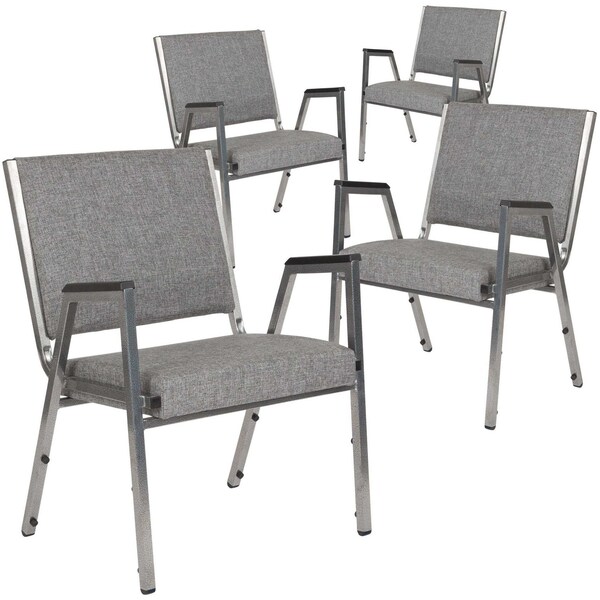 4 Pack HERCULES Series 1000 Lb. Rated Gray Antimicrobial Fabric Bariatric Medical Reception Arm Chair