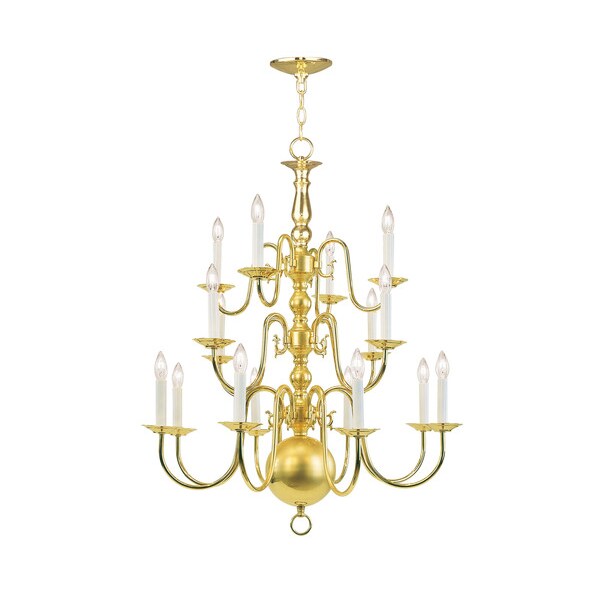 Williamsburgh 16 Light Polished Brass Chandelier