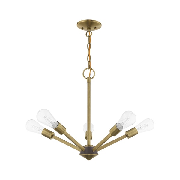 Prague 5 Light Antique Brass Chandelier