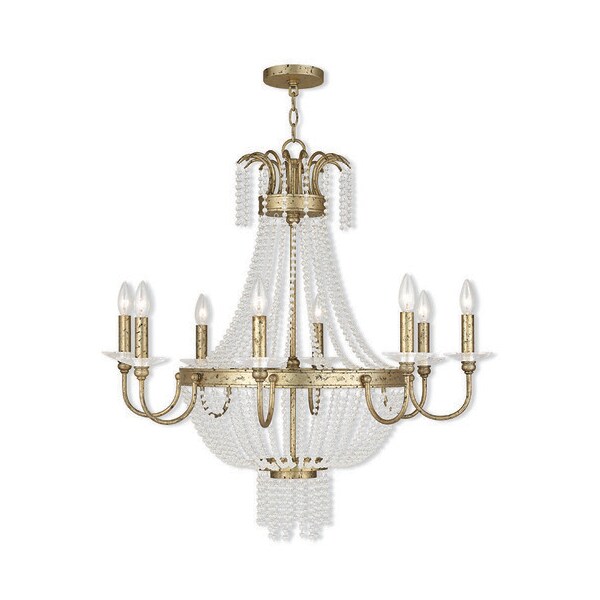 Valentina 8 Light Hand Applied Winter Gold Chandelier