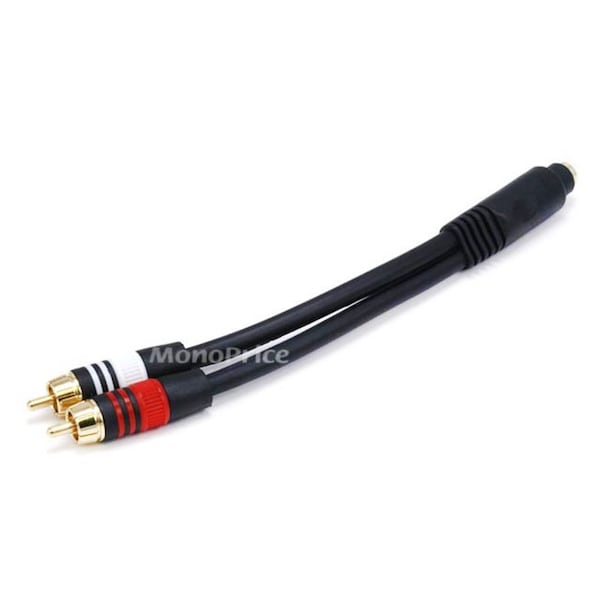 A/V Cable, 3.5mm(F)/2 RCA(M),6inch