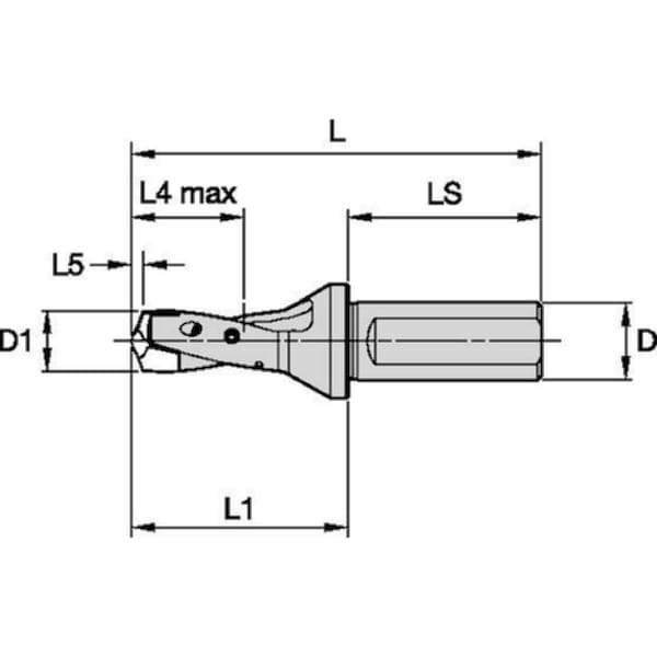 Drill Body,TDMX, D 20mm 1XD Sl Shank