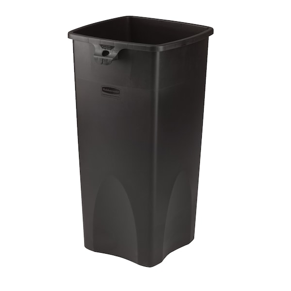 23 Gal Square Trash Can, Black, 15 1/2 In Dia, None, Polyethylene