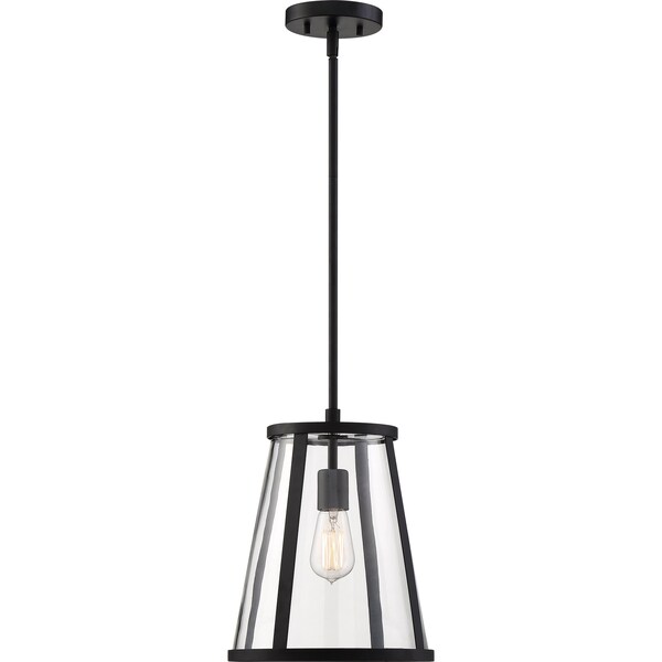 Bruge 1-Light Pendant Fixture - Matte Black Finish With Clear Glass