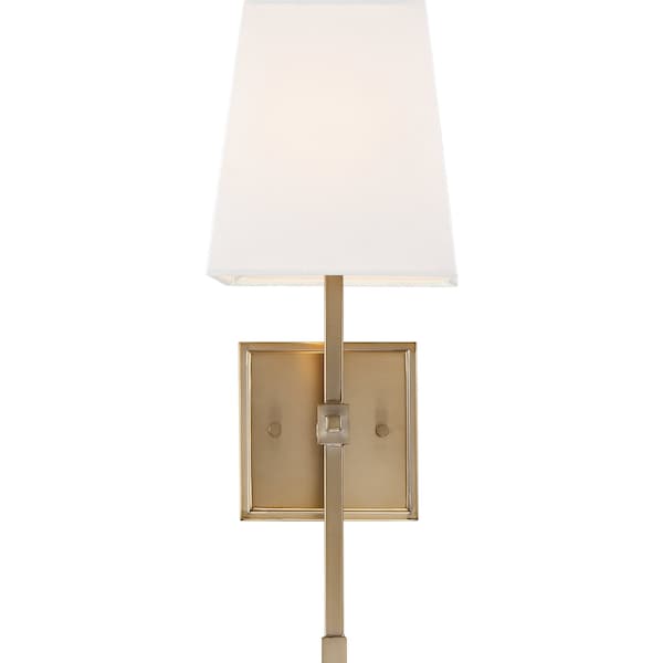 Highline 1-Light Vanity - Burnished Brass Finish With White Linen Shade