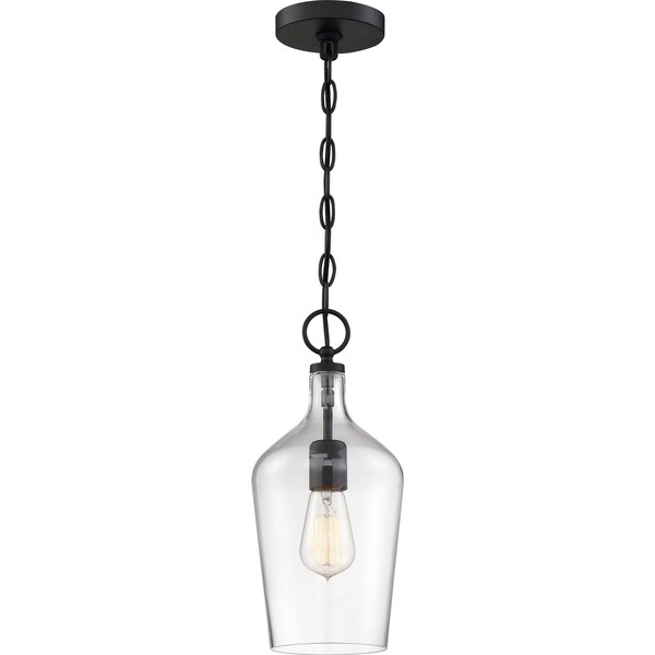 Hartley 1-Light Pendant Fixture Matte Black Finish With Clear Glass