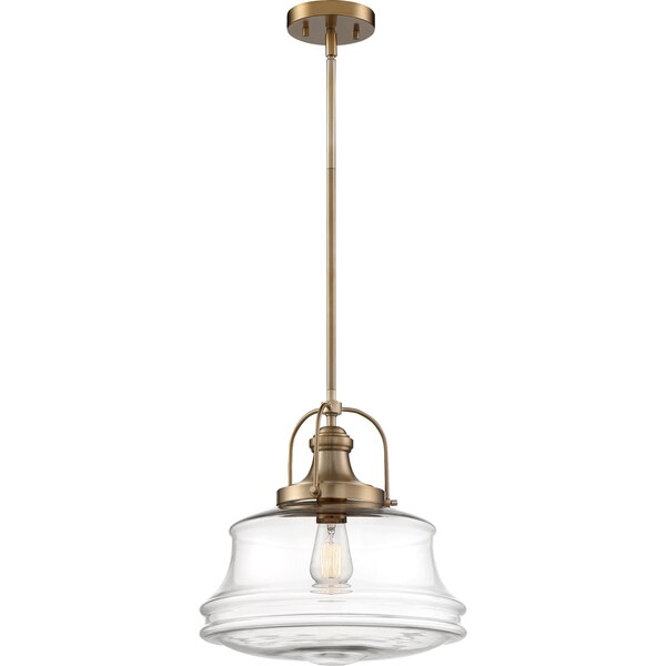 Basel 1-Light Pendant Fixture - Burnished Brass Finish With Clear Glass