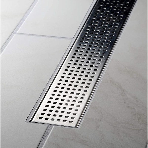 Designline™ 32 In. Stainless Steel Linear Shower Drain Square Grate