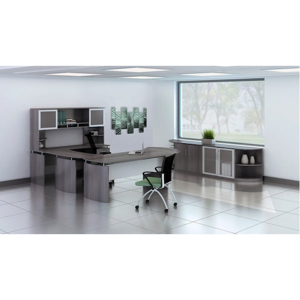 Curved Desk, 28 D, 47 W, 29-1/2 H, Mocha Laminate, MDF (Medium Density Fiberboard) - Platform