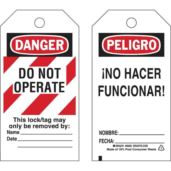 Danger Bilingual Tag,5-3/4 X 3 In,PK25