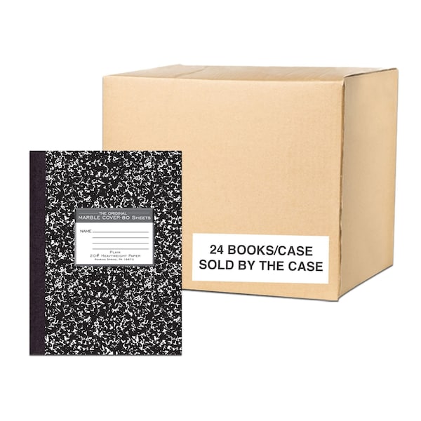 Case Of Signature Black Marble Composition Notebooks, Unruled Blank, 80 Sht, Oversized 10.25x7.88