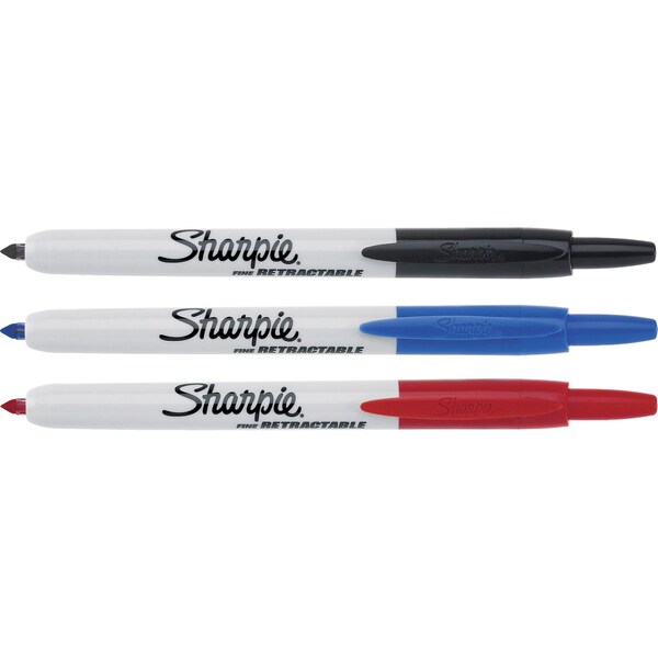 Black, Blue, Red Fine Point Retractable Markers, 3 PK