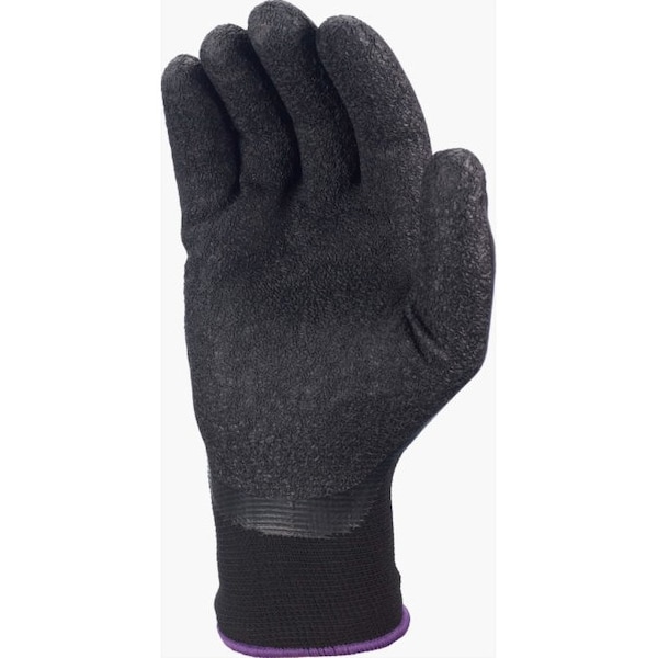 Latex Coated Gloves, Palm Coverage, Black, L, 12PK